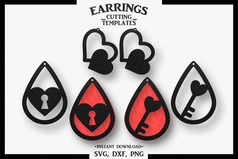 Download Key Hole Teardrop Earrings, Cut File, SVG DXF PNG, Cricut
