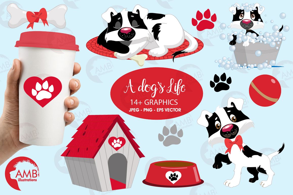 Day in a dog's life clipart, graphics, illustrations AMB-595 example image 1