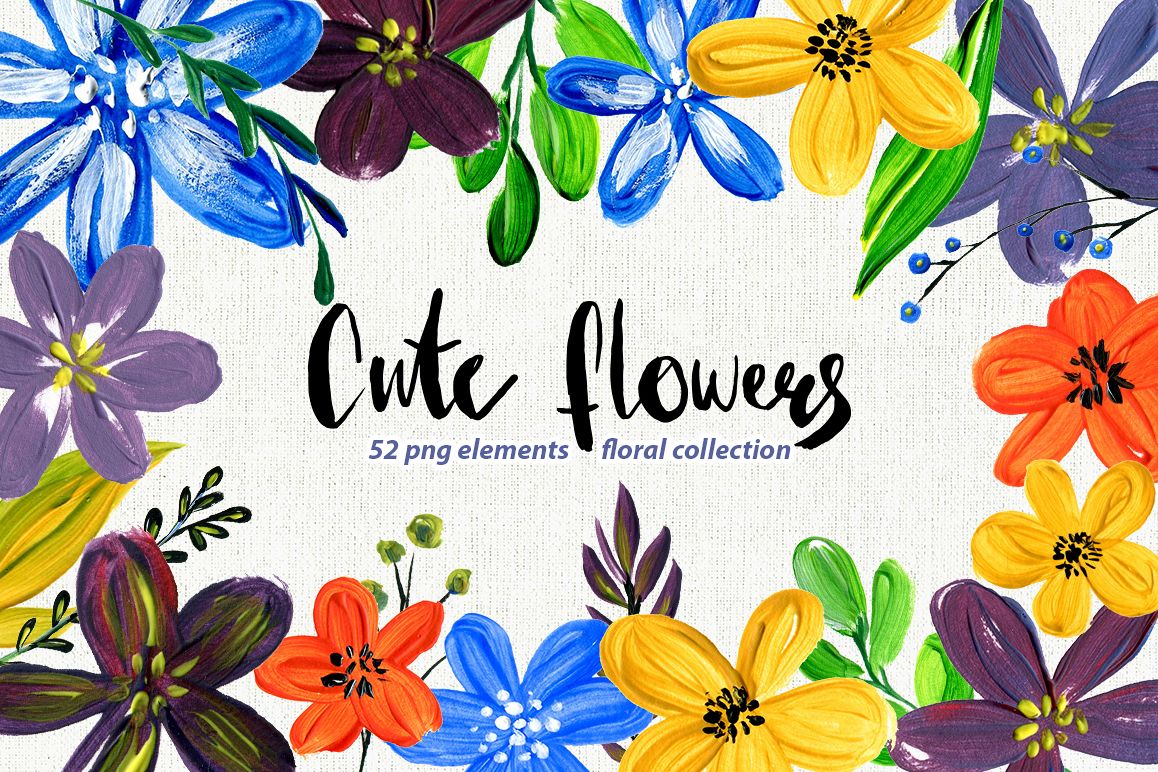 Acrylic floral set 52 flowers example image 1