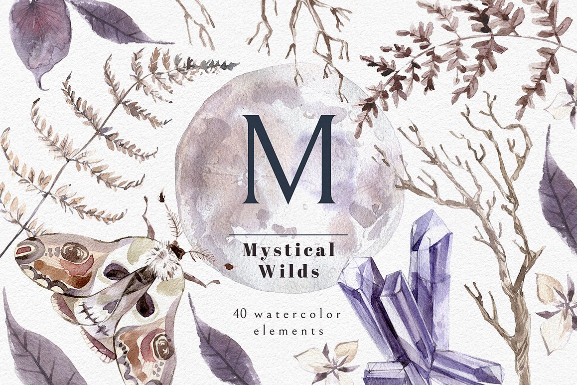 Mystical Wilds. Watercolor set. example image 1