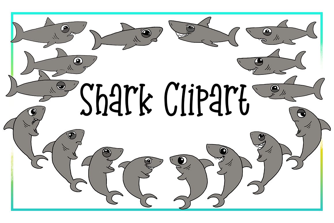 Shark Clipart- Nautical Clipart-Emotions Clipart-Cartoon-Sticker Clipart-Digital-Shark week-Shark Art-Funny-Digital Sloth-Sloth Drama-Commercial example image 1