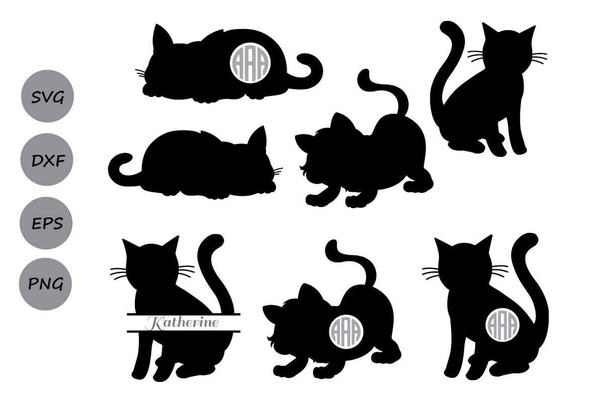 Download Cat SVG cutting files, cat monogram svg, Kitty Svg, Kitten svg, animals svg, cat clipart, cat ...
