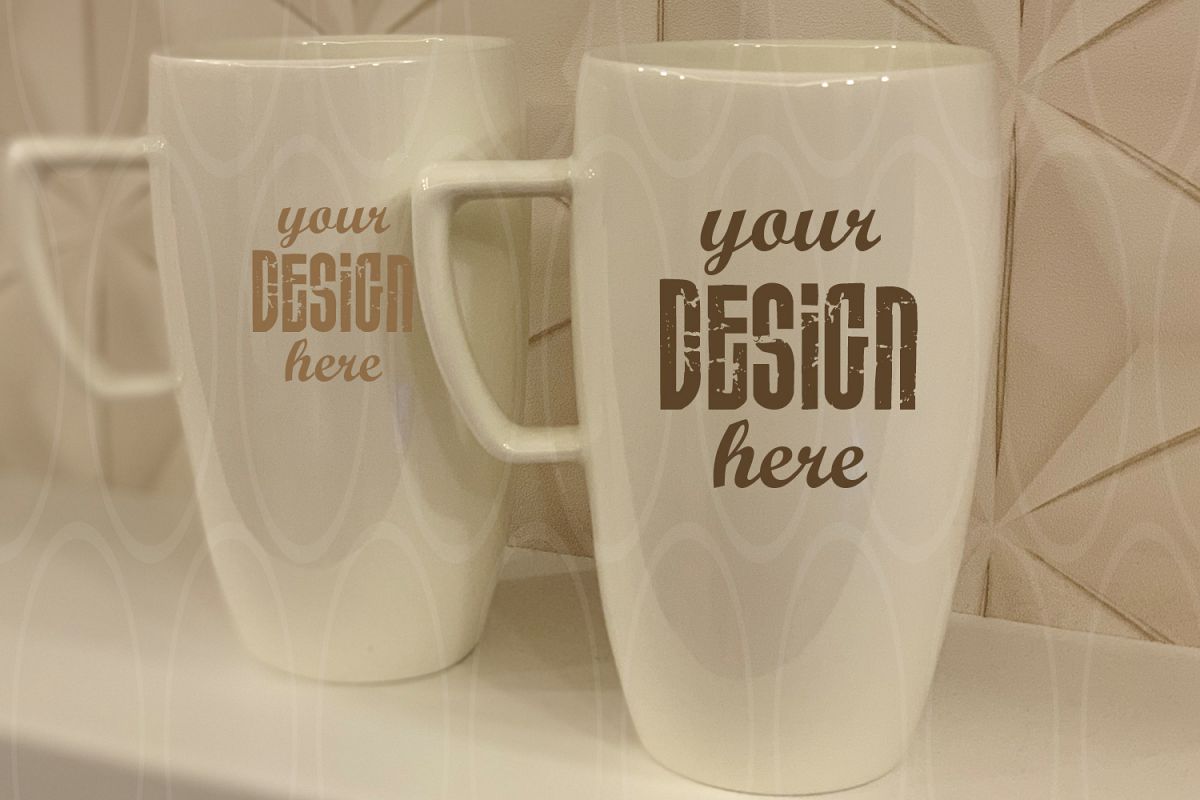 Blank White Coffee Glass Cups Mockup Mugs mock up example image 1