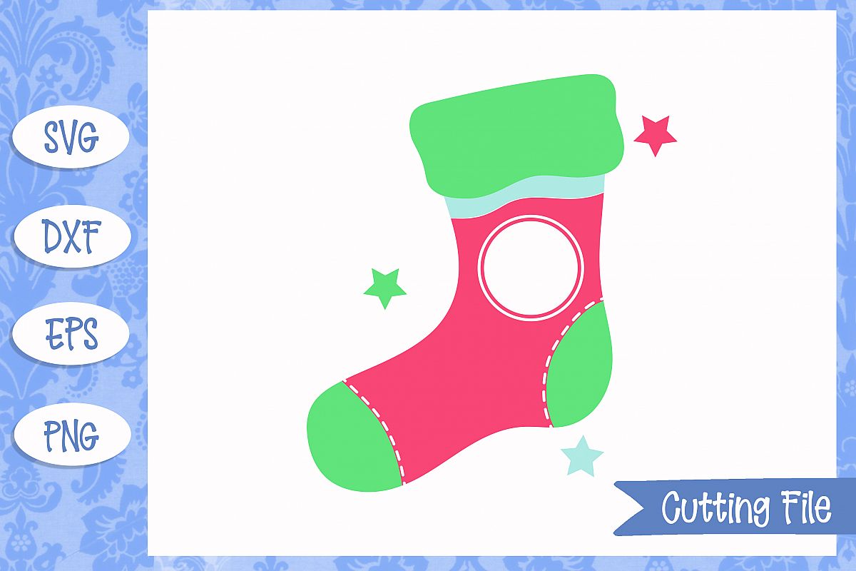Christmas Stocking Monogram Cut File example image 1