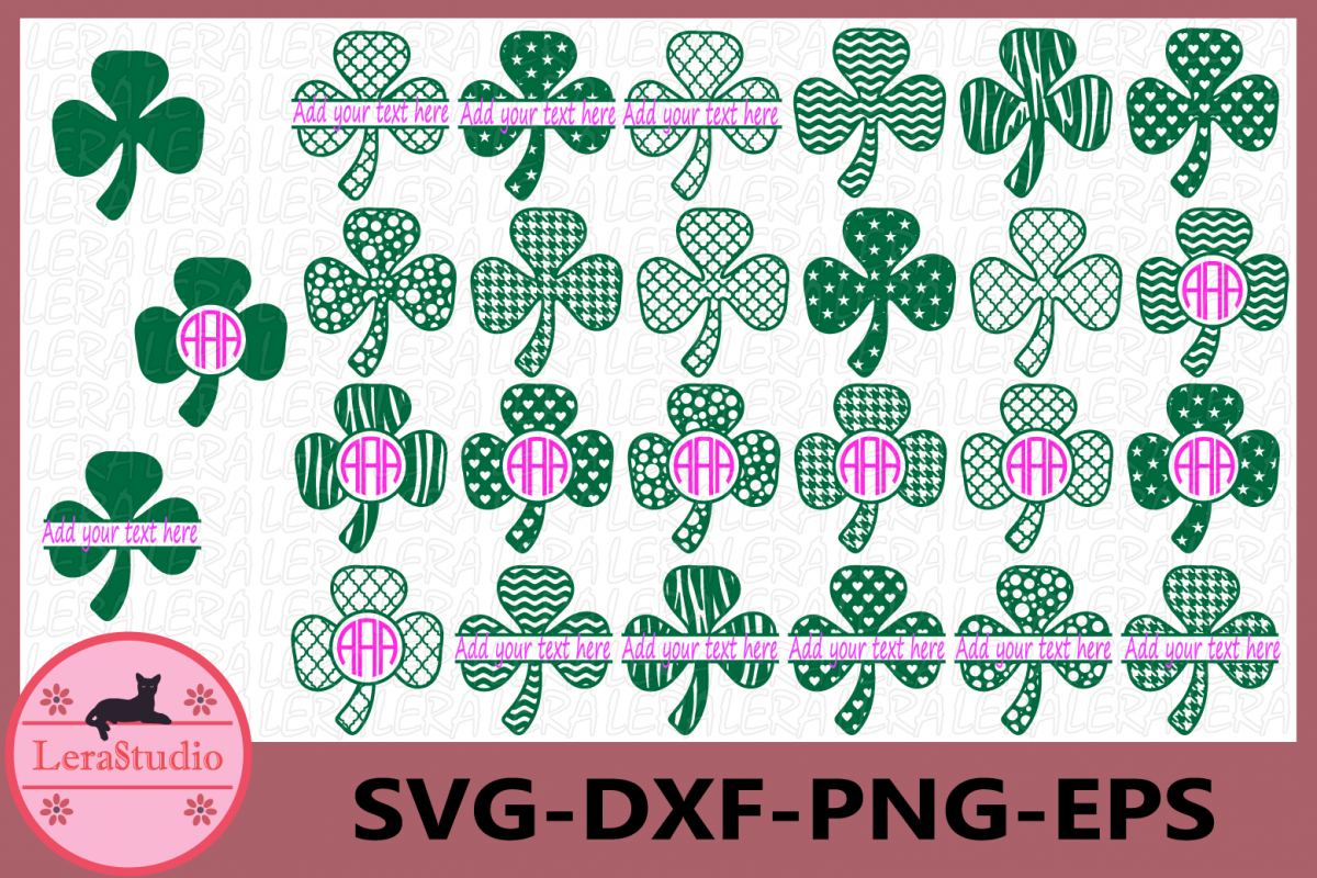 Clover SVG, Monogram Shamrock svg, Shamrock Clover svg example image 1