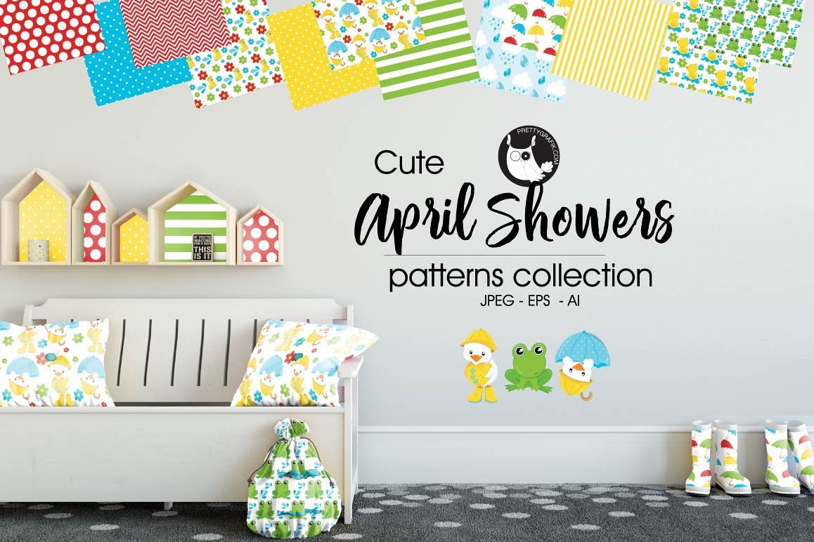 April-showers, digital papers example image 1