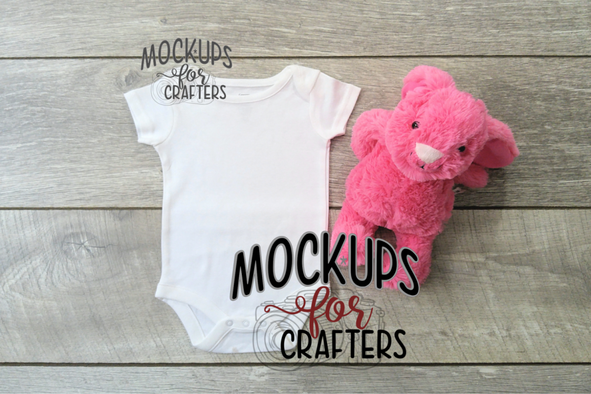 MOCK-UP - White one-piece baby outfit - Dollarama bunny example image 1