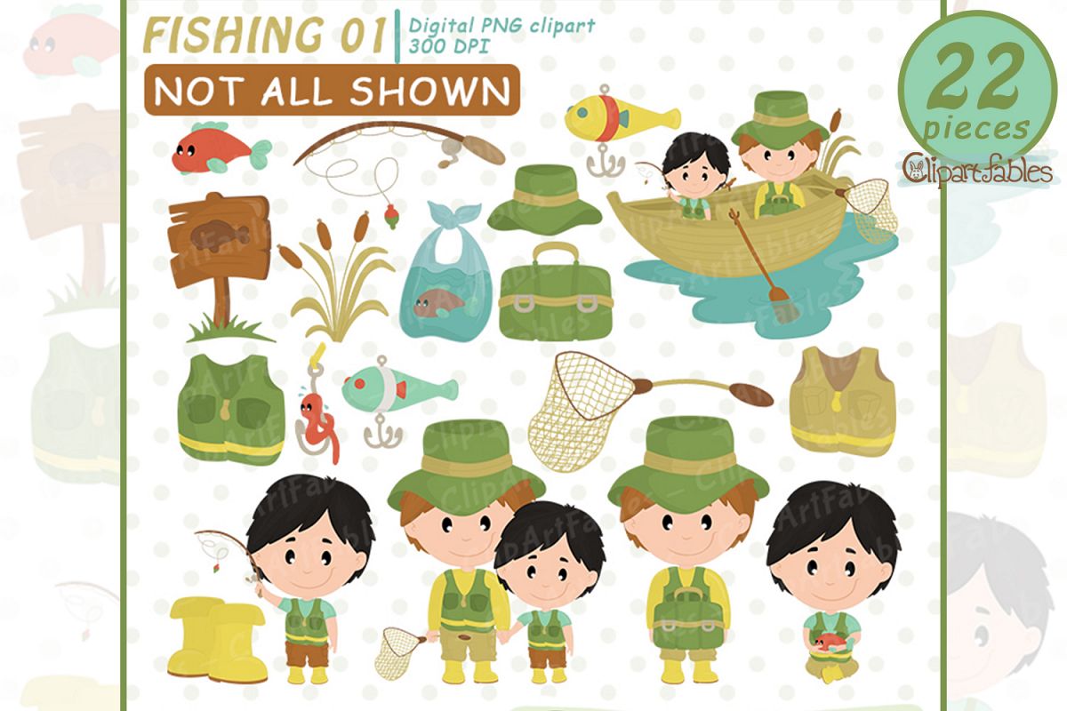 FISHING clipart, Cute FATHER'S DAY clip art, Instant Downloa example image 1