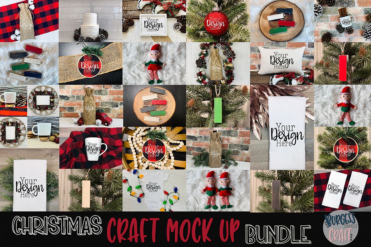 Christmas craft mock up bundle |High Res JPEG example image 1