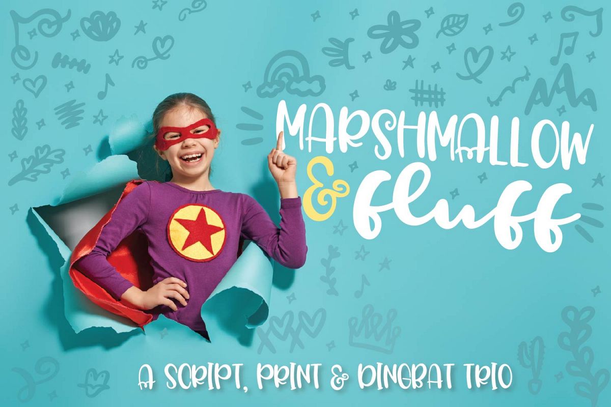 Marshmallow Fluff - A Script, Print & Dingbat Trio example image 1