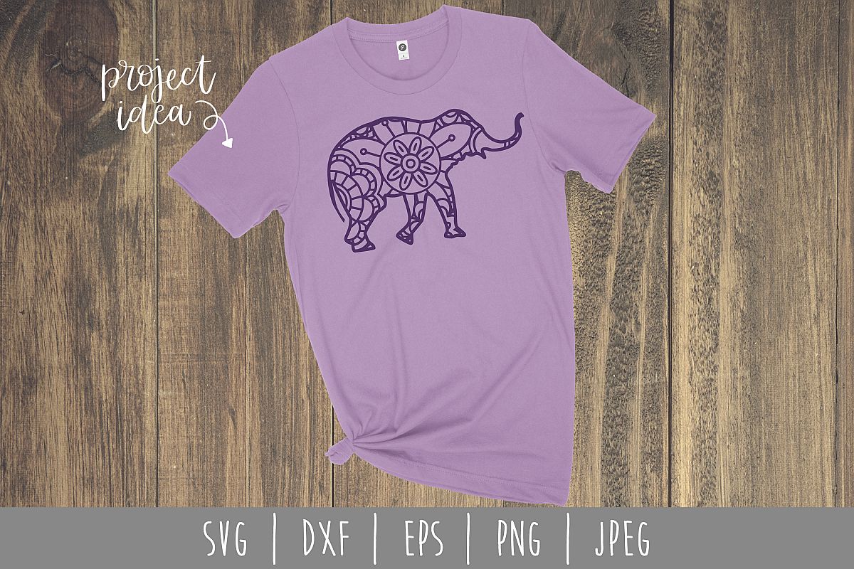 Elephant Mandala Zentangle SVG, DXF, EPS, PNG, JPEG example image 1