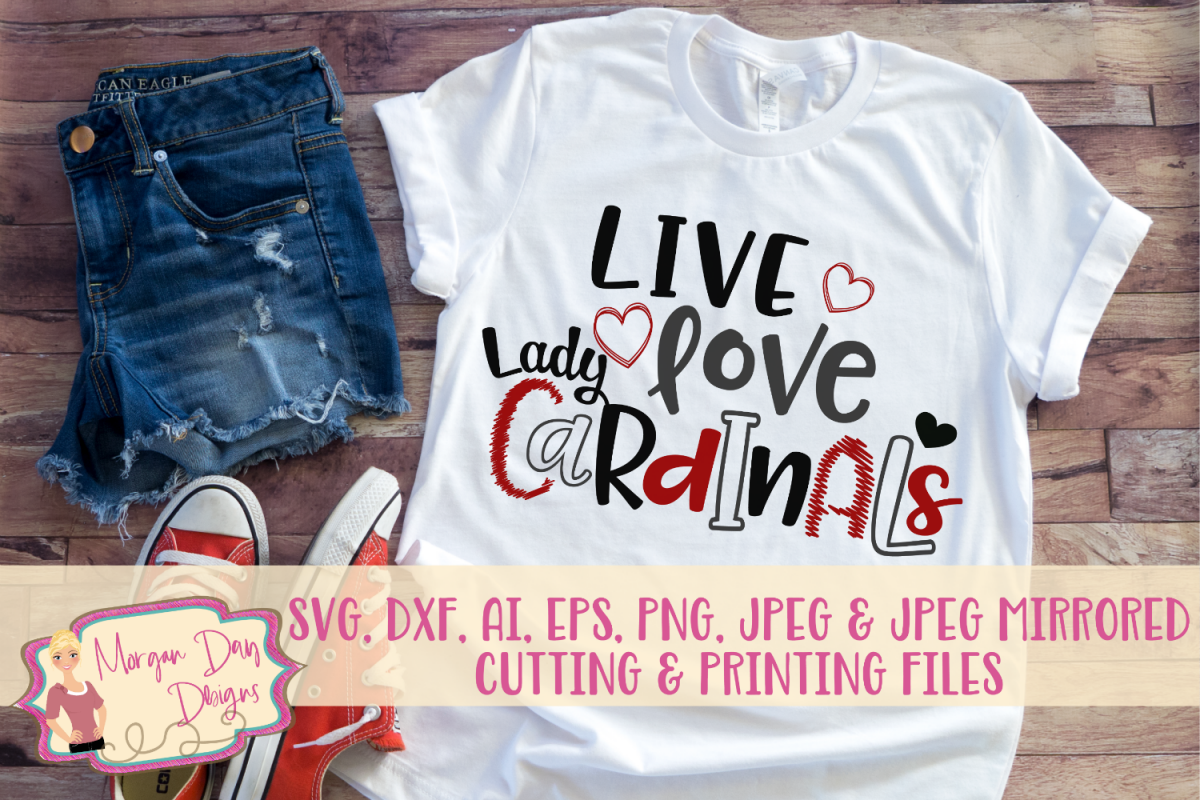 Live Love Lady Cardinals SVG, DXF, AI, EPS, PNG, JPEG example image 1