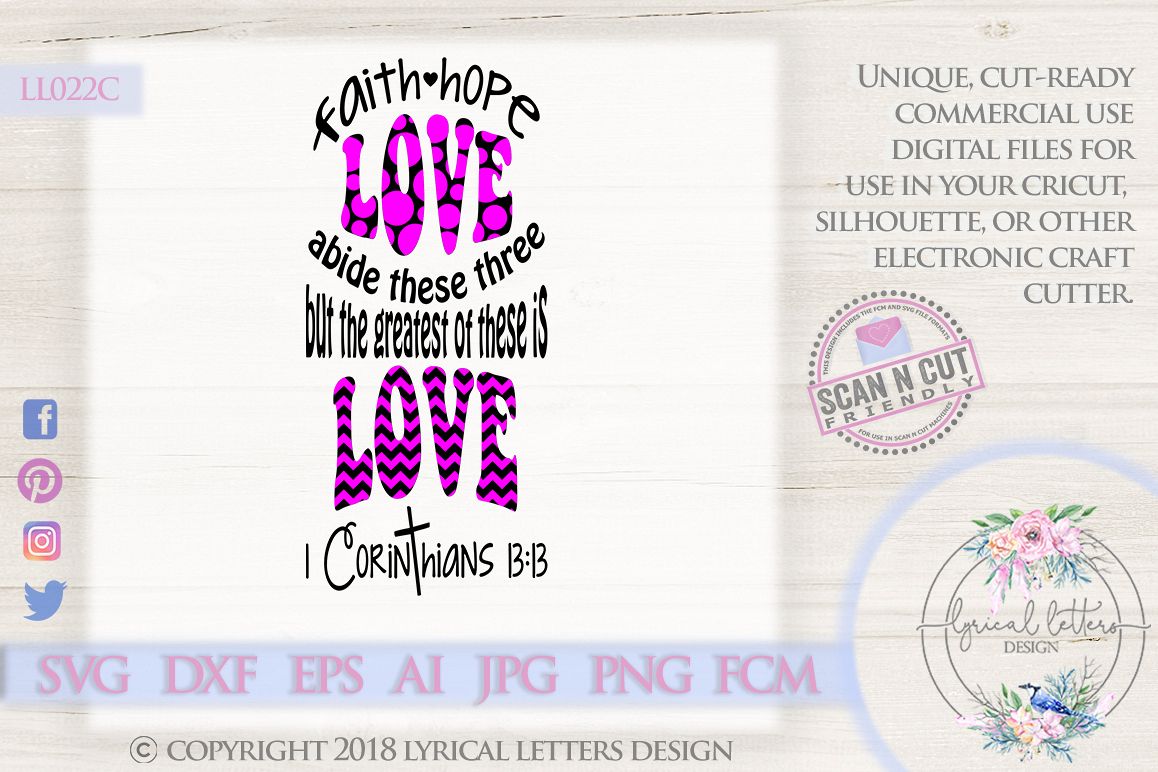 Greatest of These Is Love 1 Corinthians 13 SVG DXF LL022C example image 1