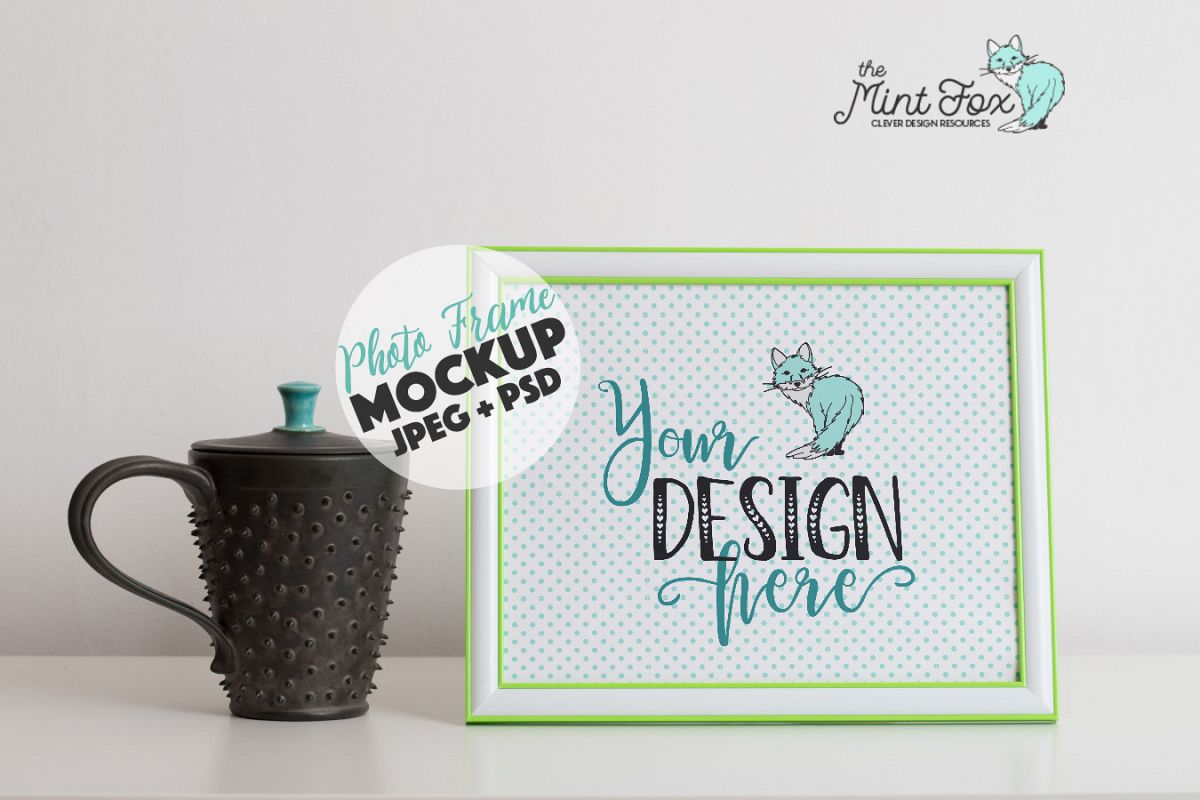 Photo Frame Mockup with Coffee Mug example image 1