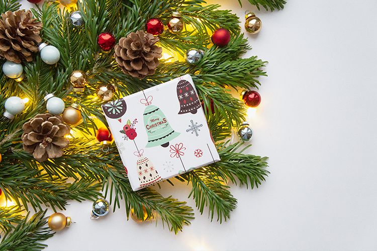 Christmas and New Year background with giftbox example image 1