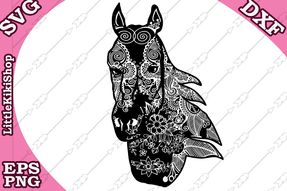 Horse Head Svg,mandala Horse Svg,Zentangle Horse Head Svg (234864