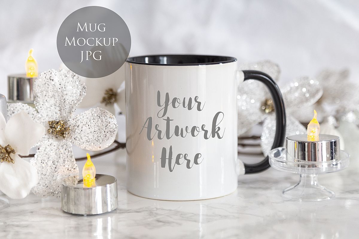 Black Handled Mug Mockup-christmas example image 1