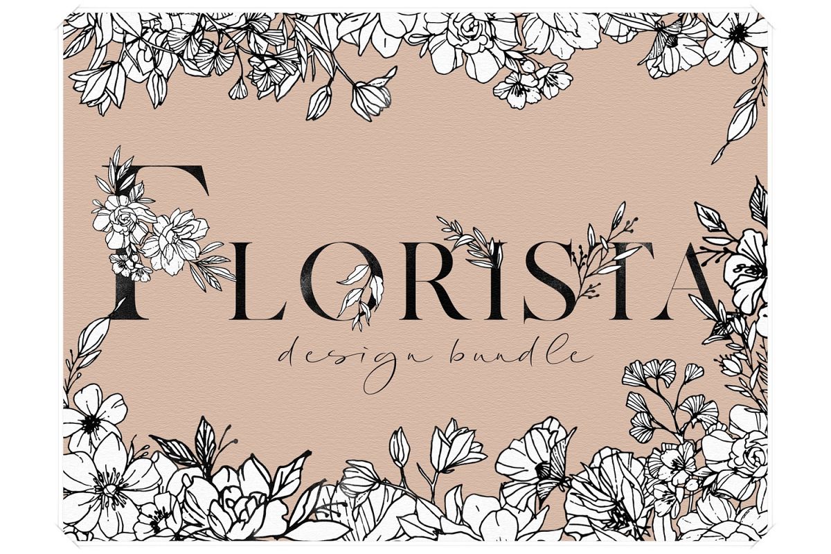 Floral Design Bundle - Monogram Letters Clipart example image 1