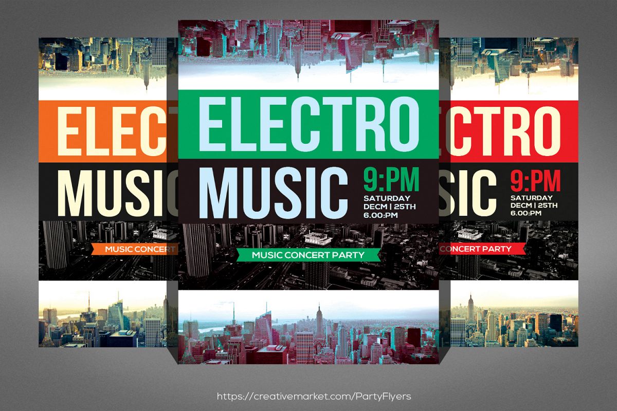 Modern Electro Music Flyer example image 1