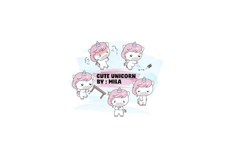 KAWAII UNICORN CLIPART BUNDLE PNG example image 1