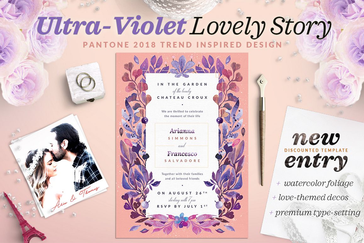 Ultra-Violet Lovely Story Invite I example image 1