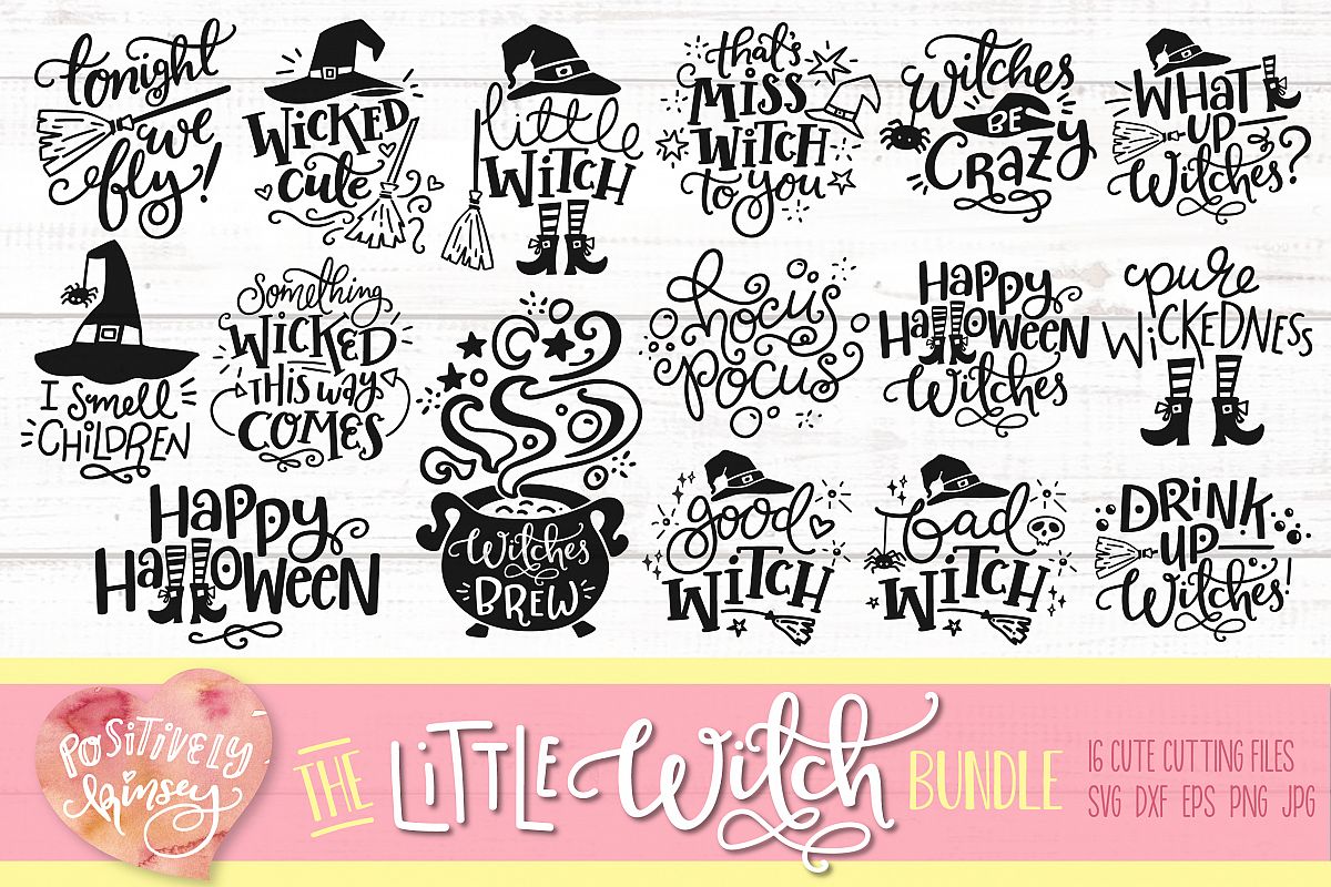 The Little Witch SVG Bundle, Halloween SVG DXF PNG EPS Files example image 1
