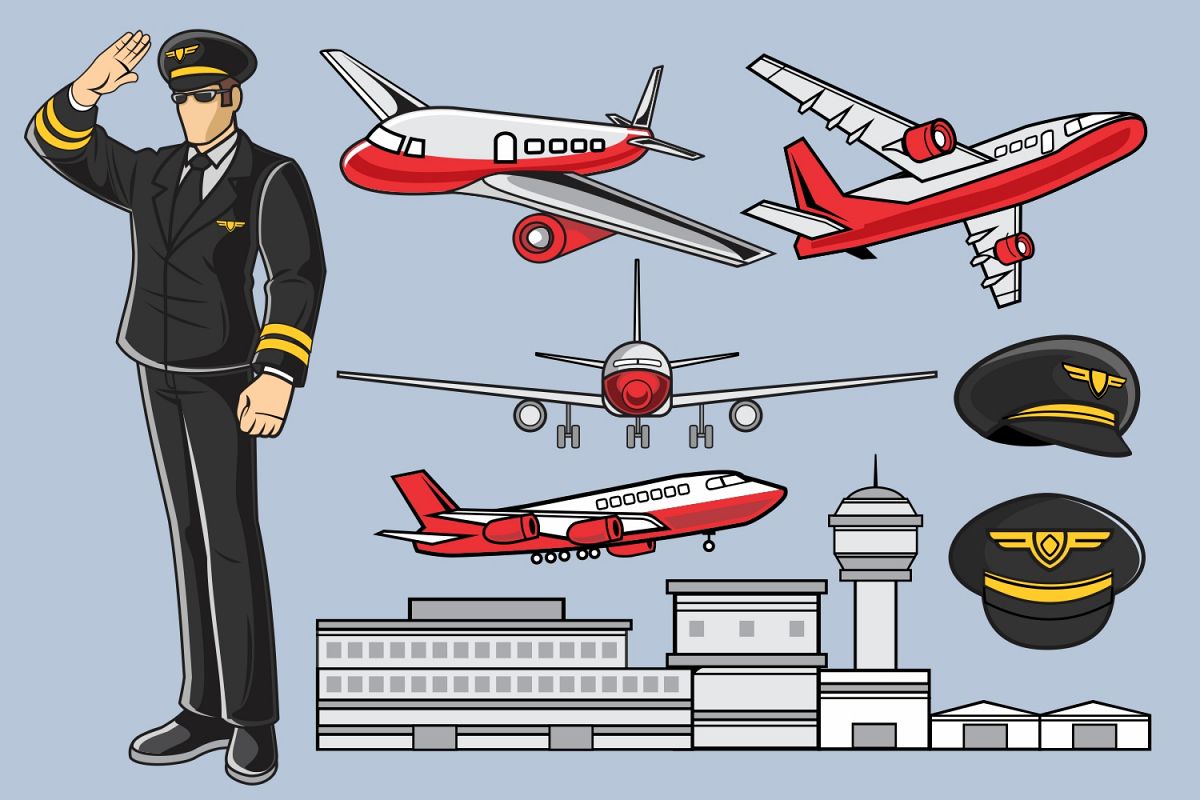 Pilot Airplane Vector Pack example image 1
