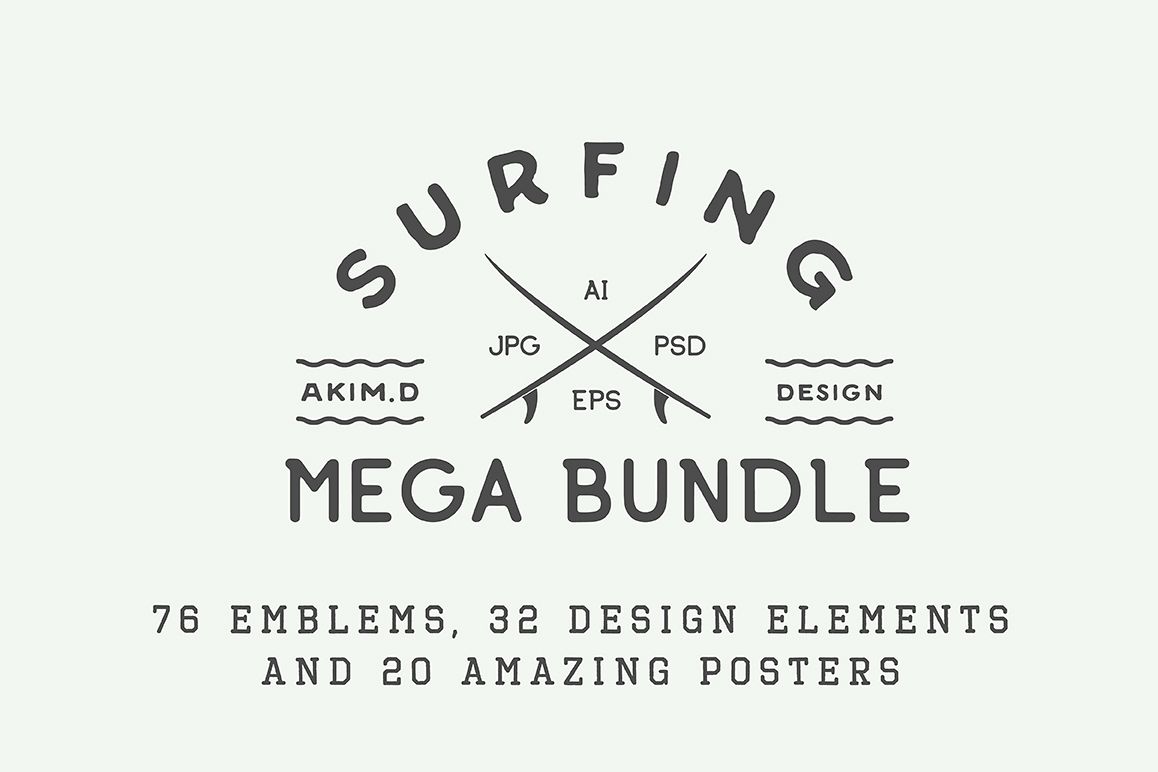 Vintage Surfing Emblems Bundle example image 1
