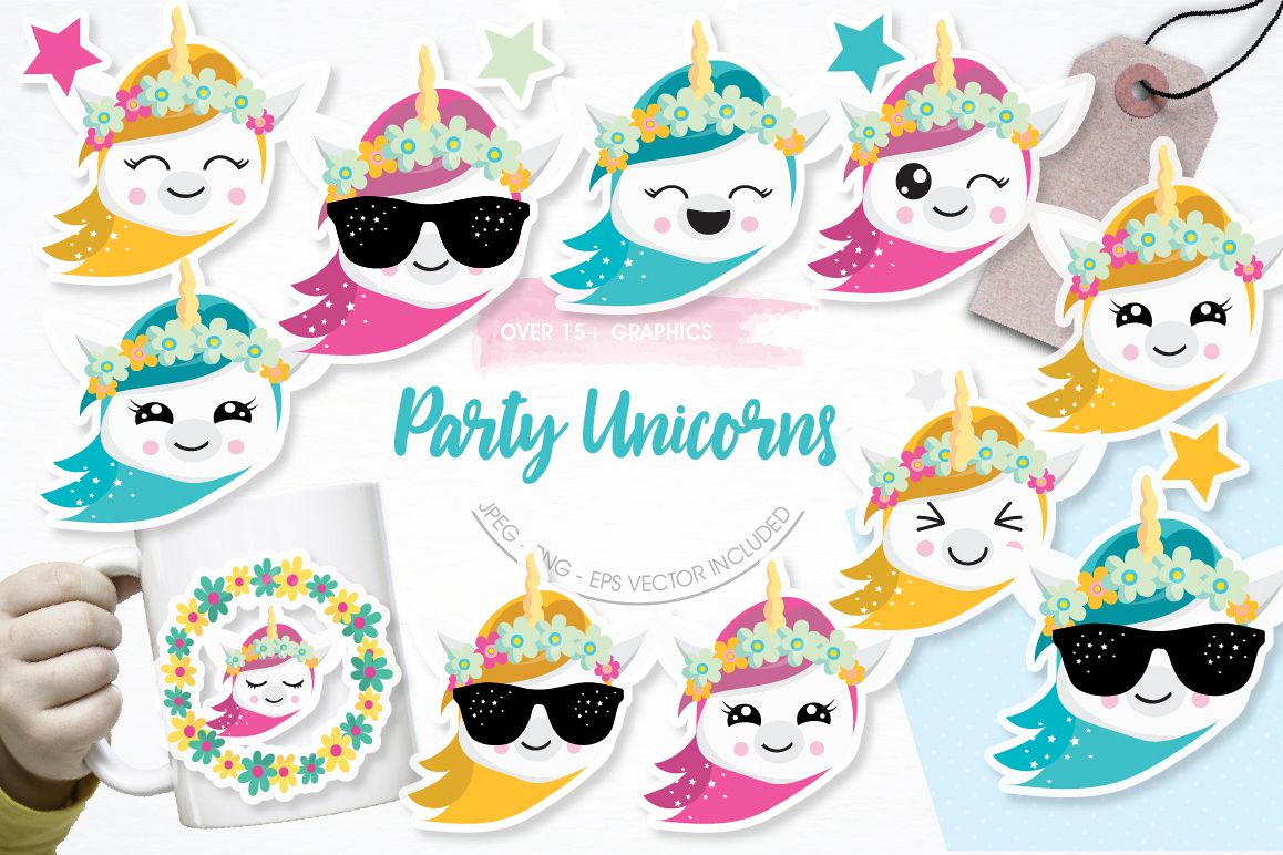Party Unicorns graphics and illustrations example image 1