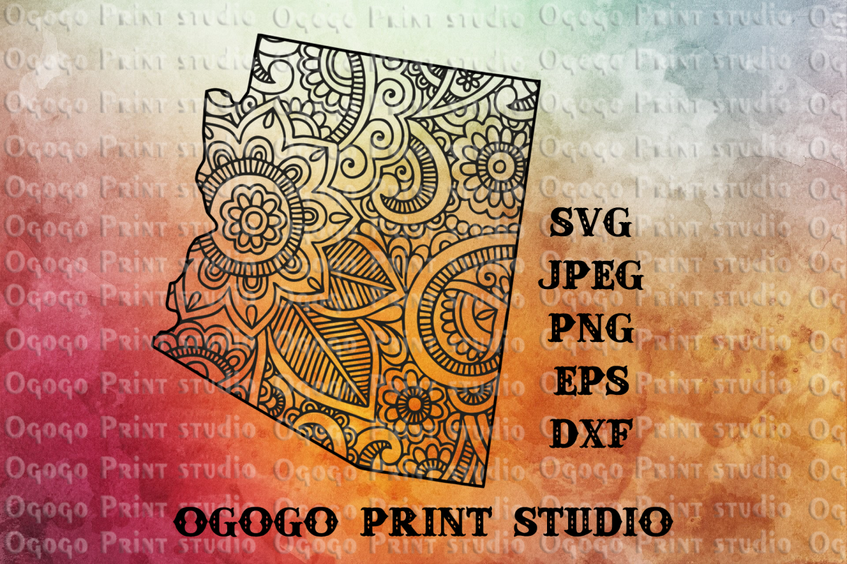 Arizona SVG, Zentangle SVG, Travel svg, Mandala svg example image 1