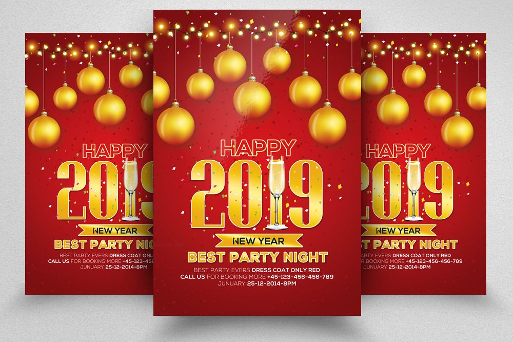 New Year Party Flyer Template example image 1