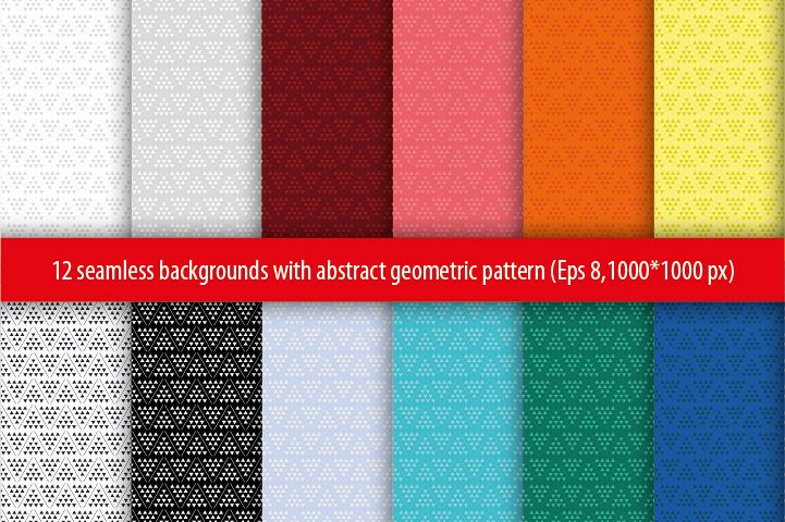 Set of 12 seamless vector background with abstract geometric pattern. example image 1