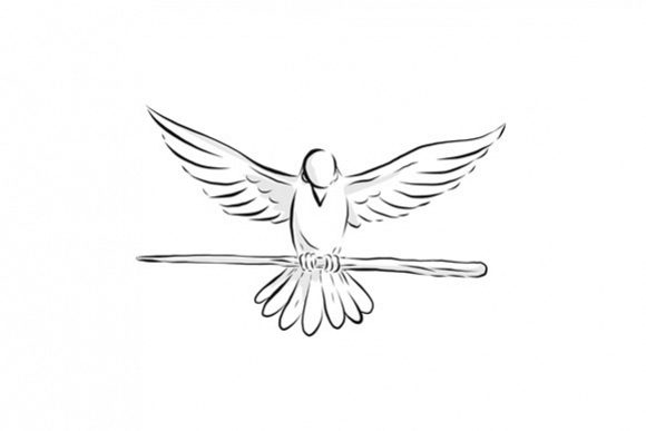Soaring Dove Clutching Staff Front Drawing example image 1