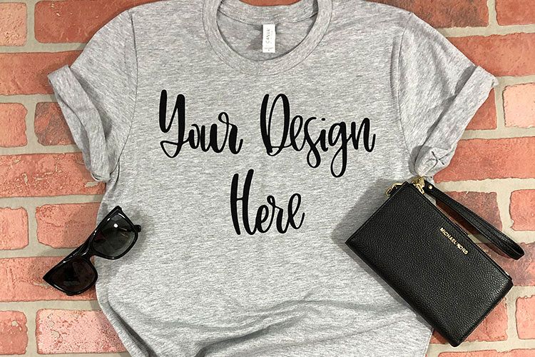 Bella 3001 Athletic Heather Grey Mockup Photo - Flatlay example image 1