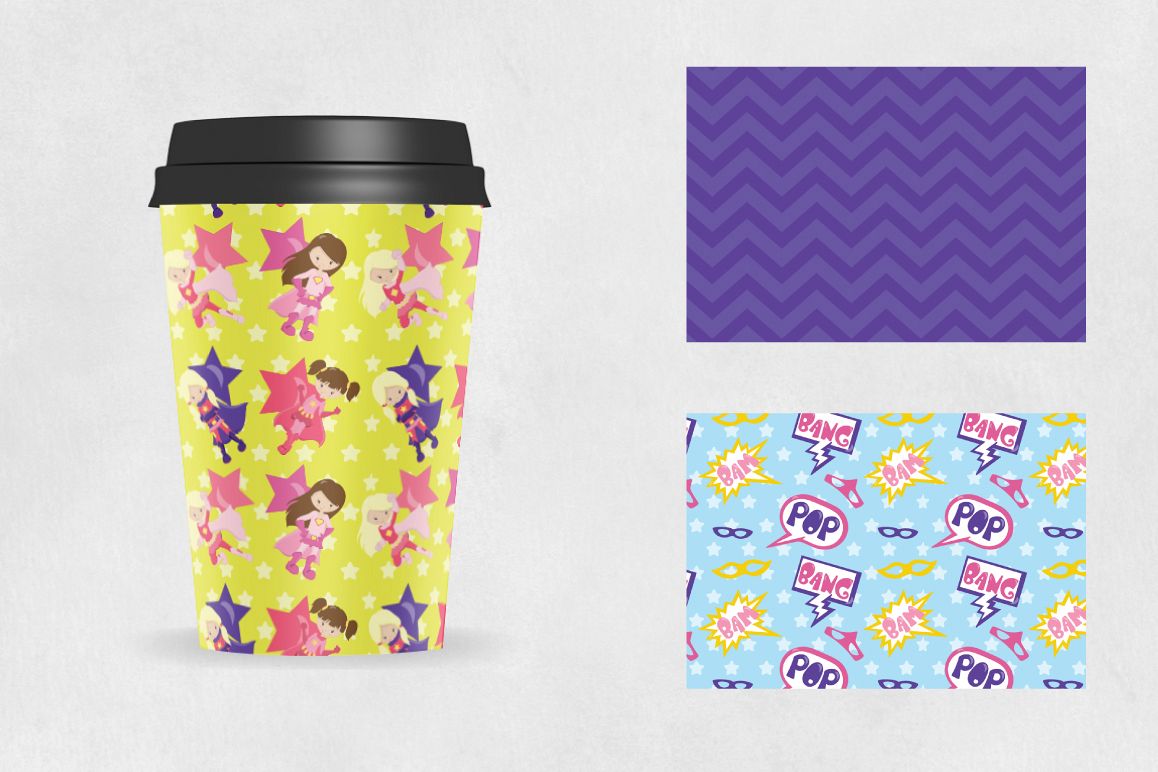 super hero girl, digital papers example image 1