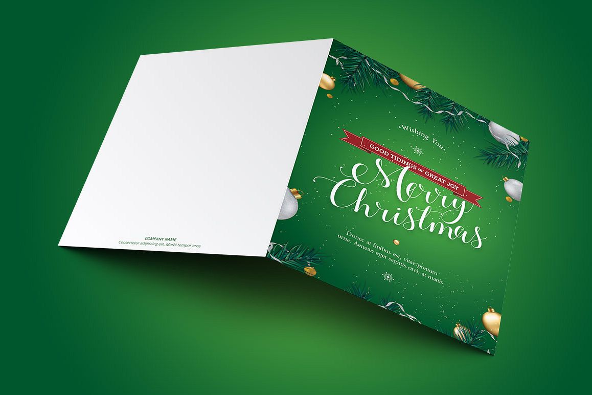 Green Christmas Greeting Card Template example image 1