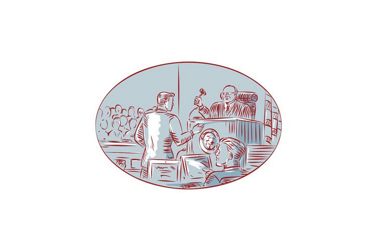 Judge Defendant Courtroom Etching example image 1
