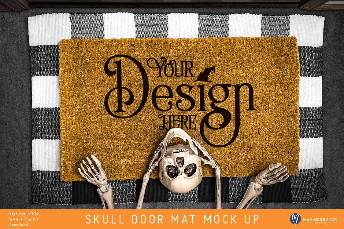 Halloween Skull Door Mat mock up example image 1