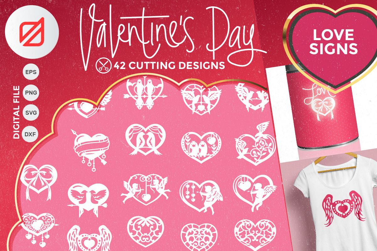 Valentine's Day Love Signs Cutting File SVG example image 1