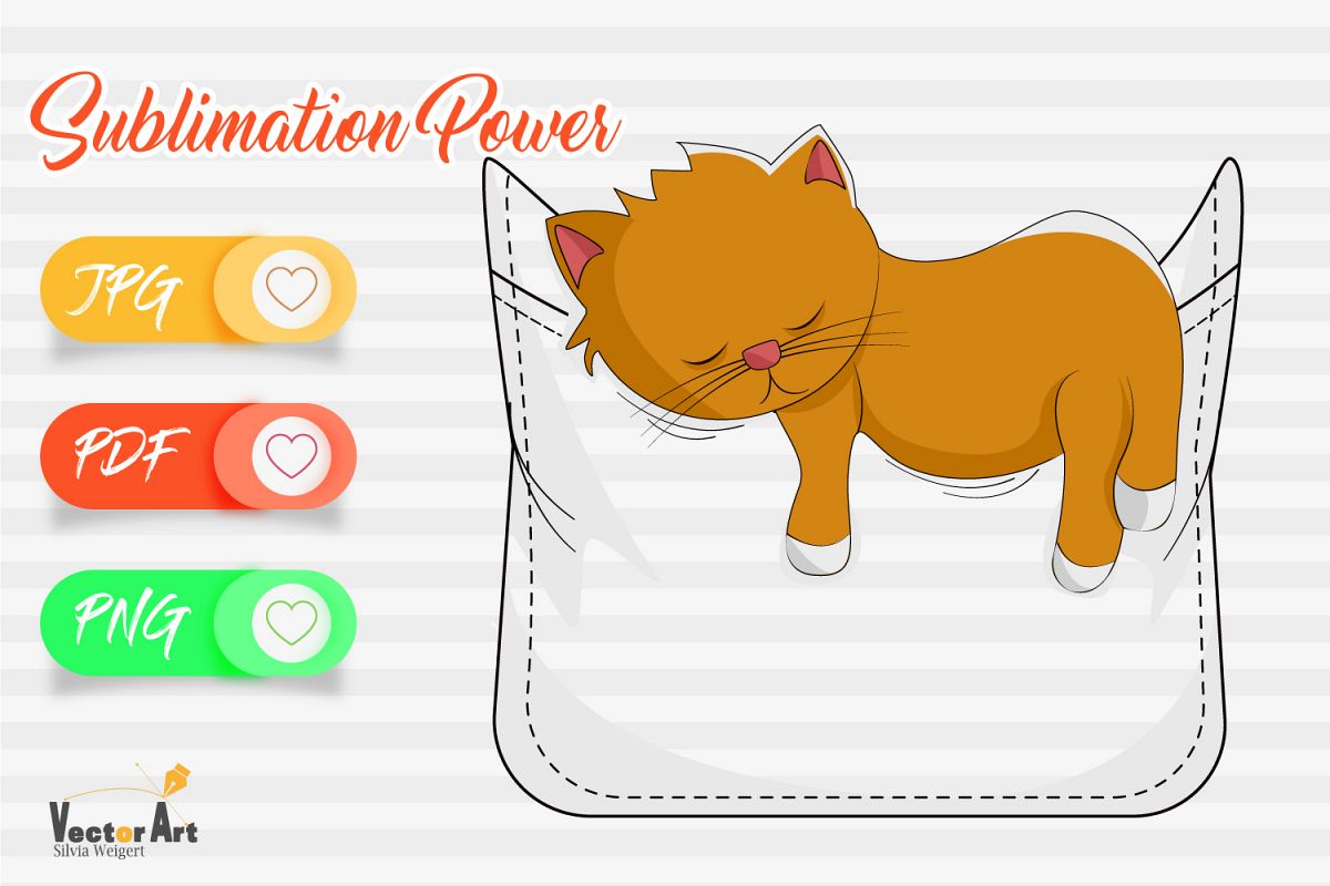 Fake Pocket with sleeping cat - Sublimation File for Crafter example image 1