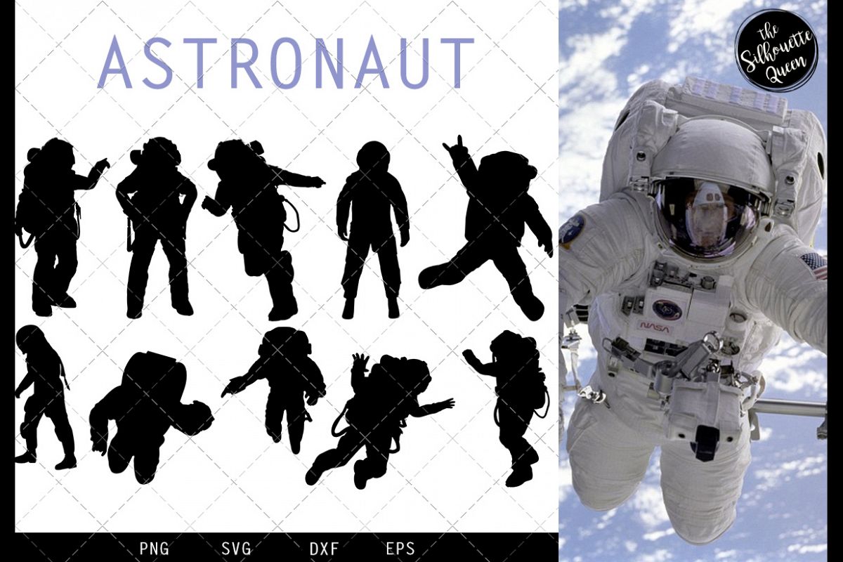 Astronaut svg file, svg cut file, silhouette studio example image 1