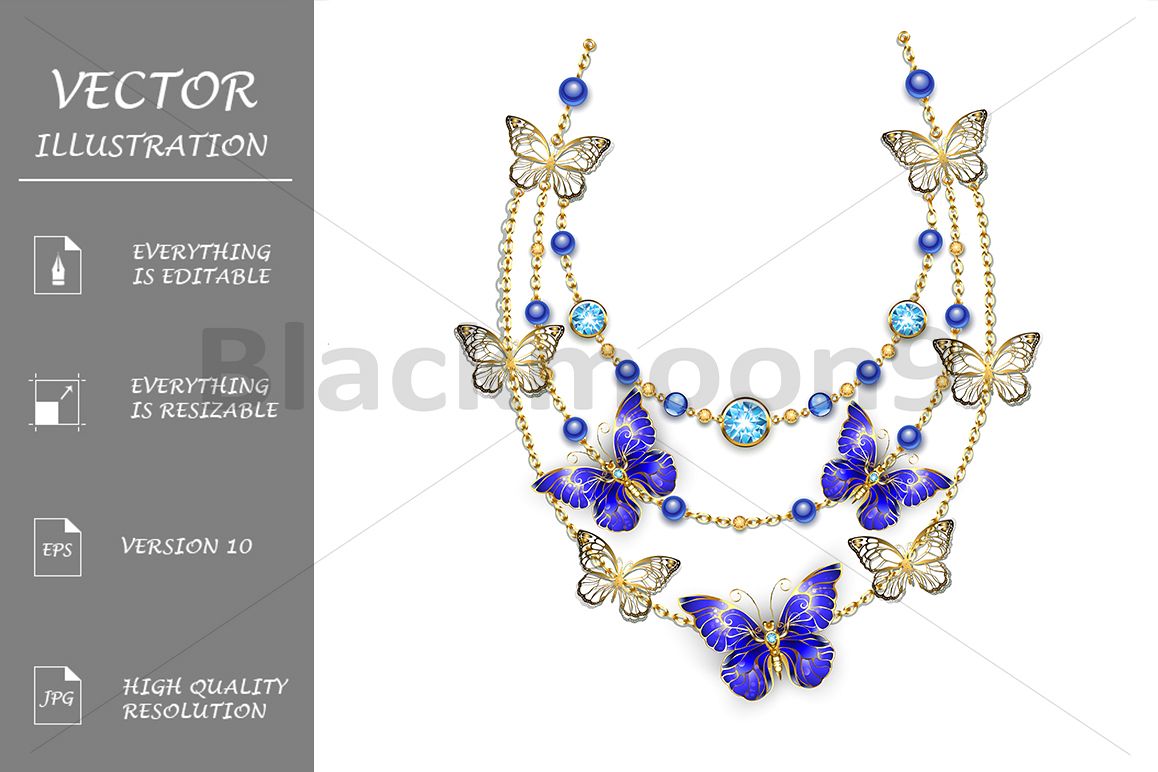 Necklace with Sapphire Butterflies example image 1