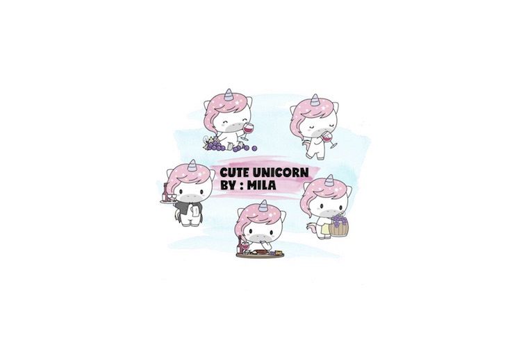 KAWAII UNICORN CLIPART BUNDLE PNG example image 1
