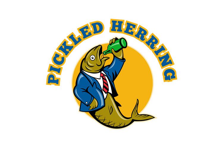 Herring fish business suit drinking beer bottle example image 1