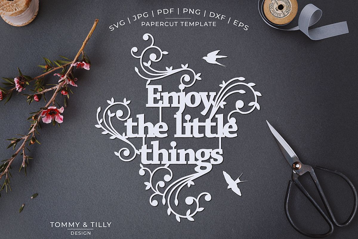Enjoy the little things - Papercut SVG EPS DXF PNG PDF example image 1