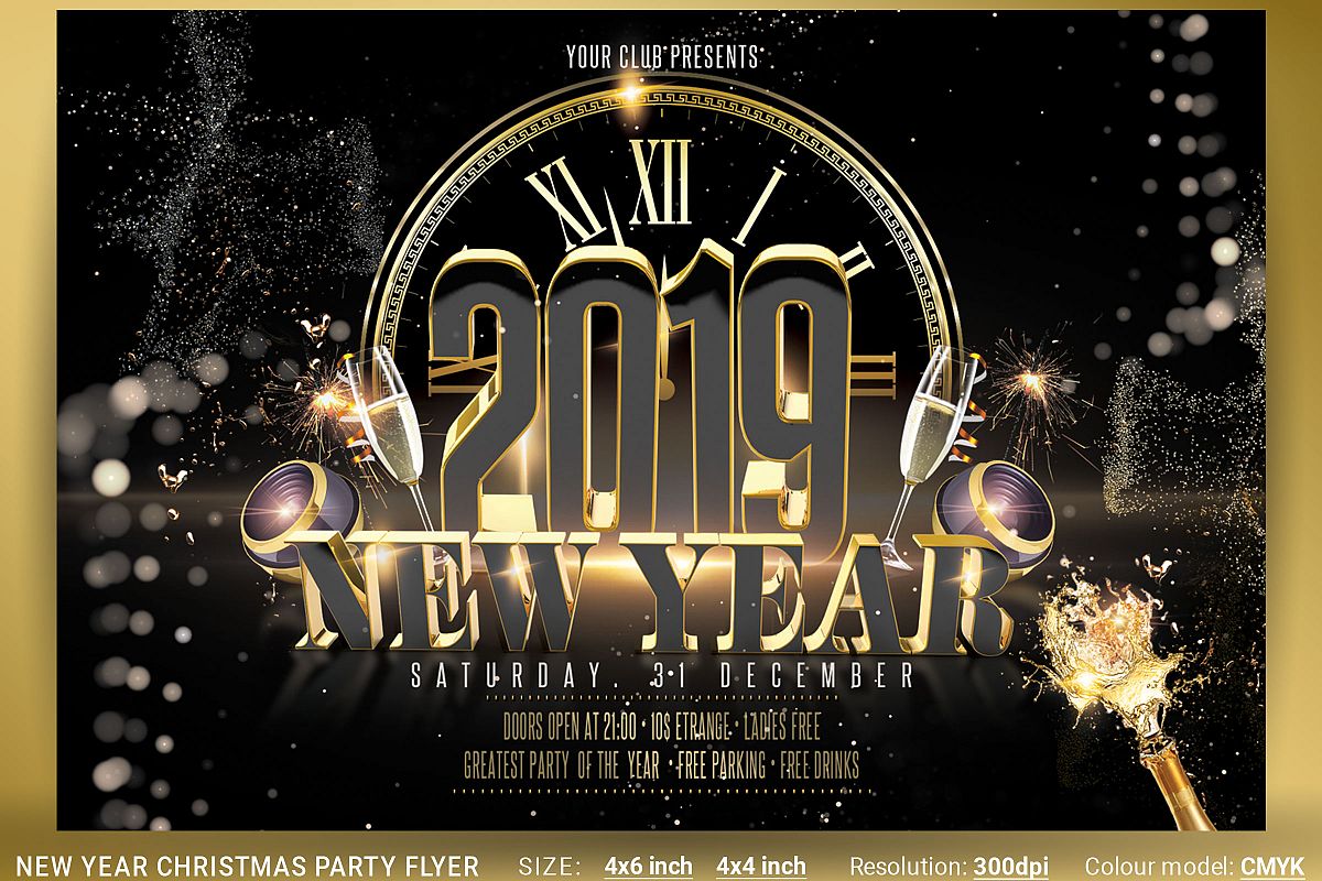 New Year Christmas Party Flyer example image 1