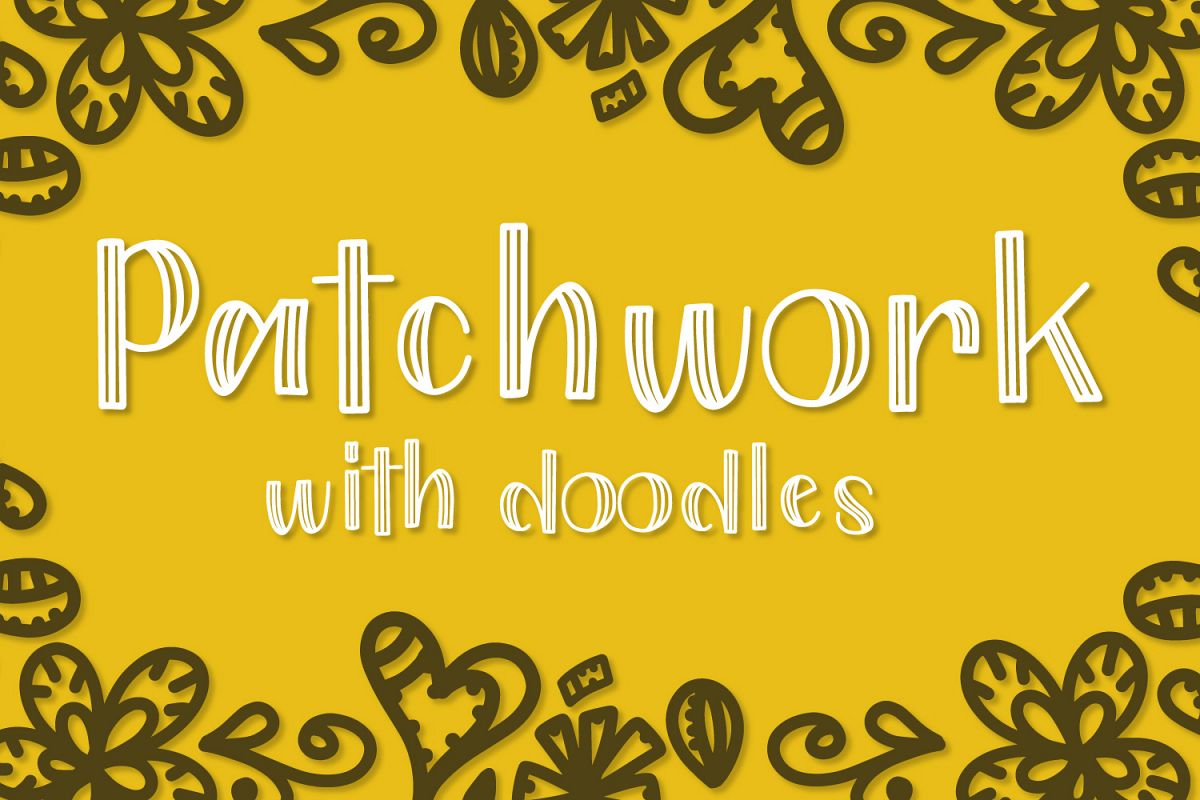 Patchwork - Double Inline With Doodles Font Duo example image 1