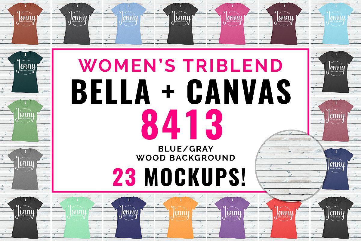 Bella Canvas 8413 Mockup Bundle, Triblend Tshirt Mockup example image 1