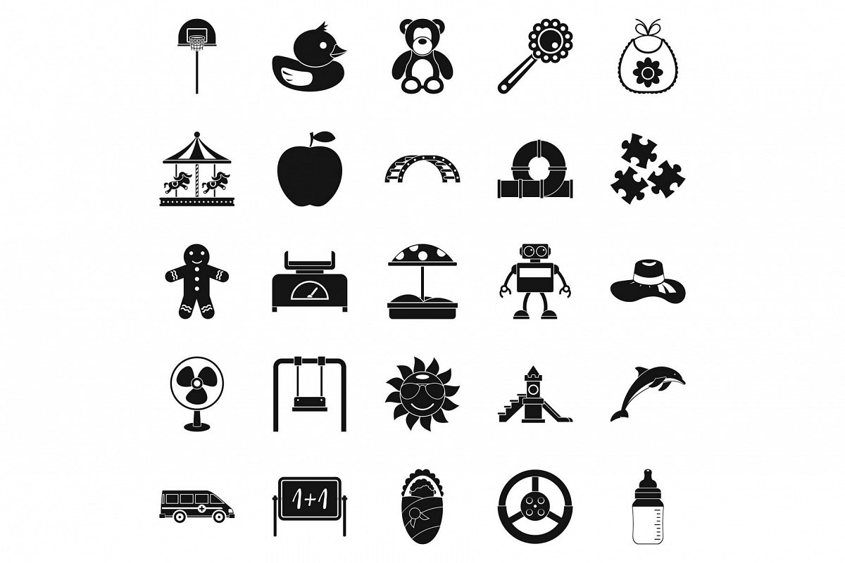 Children spontaneity icons set, simple style example image 1