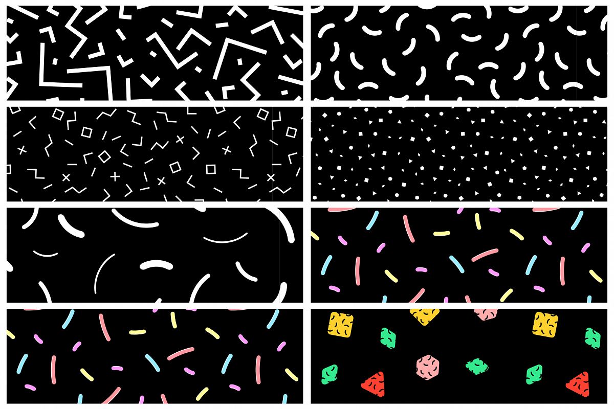 Swatches memphis seamless patterns. example image 1
